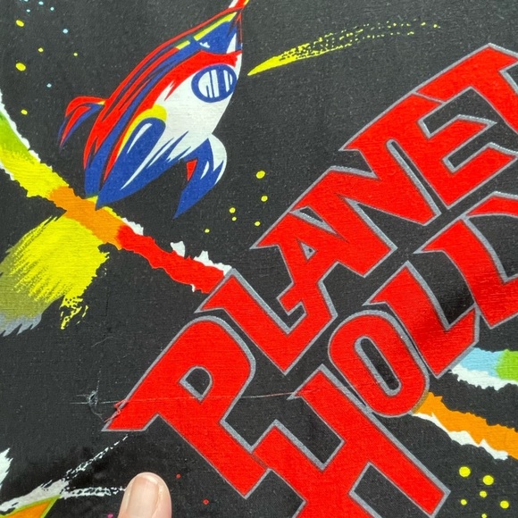Vintage 90s Planet Hollywood Space Neon Island Jam World Button Down Shirt Sz M - Picture 10 of 13